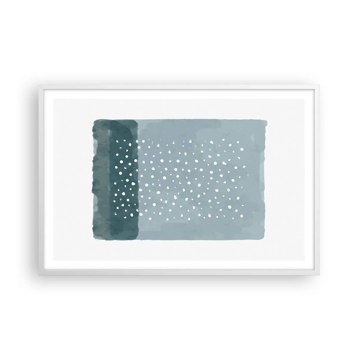 Póster en marco blanco - Creación sobre azul - 91x61 cm