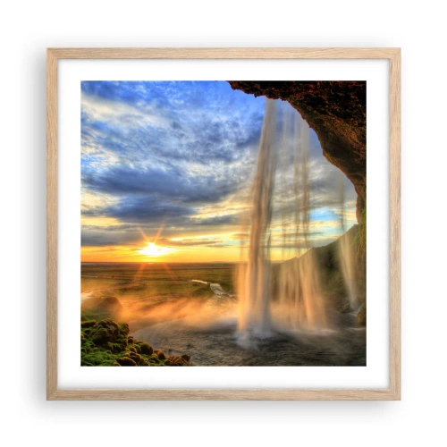 Póster en marco roble claro - El mundo tras el velo de las gotas - 50x50 cm