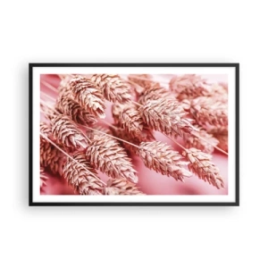 Póster en marco negro - Estructura floral en rosa - 91x61 cm