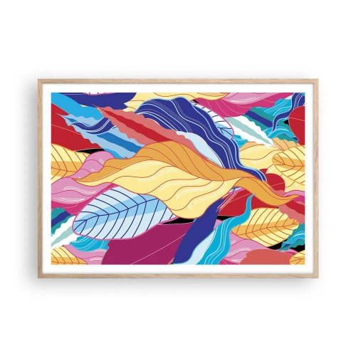 Póster en marco roble claro - Desorden colorido - 100x70 cm