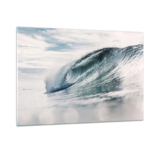 Cuadro sobre vidrio - Impresiones sobre Vidrio - Una poderosa ola del océano bajo los rayos del sol. - 120x80cm - La cima del océano - Decoración de pared moderna para salón y dormitorio ARTTOR