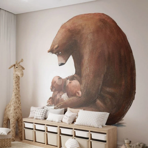 Fotomural Premium Sand - Dulces sueños, niños - Para niños, Oso, Familia - 450x315 cm