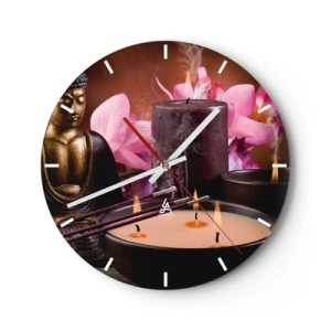 Reloj de pared - Reloj de vidrio - Despejar la mente, calmar el cuerpo - 40x40 cm