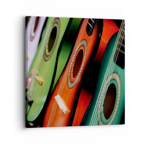 Cuadro sobre lienzo - Impresión de Imagen - La guitarra tiene muchos colores - 30x30 cm