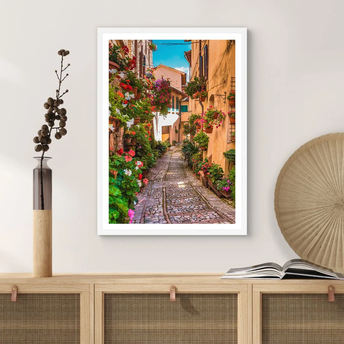 Póster en marco blanco - Callejón italiano - 50x70 cm