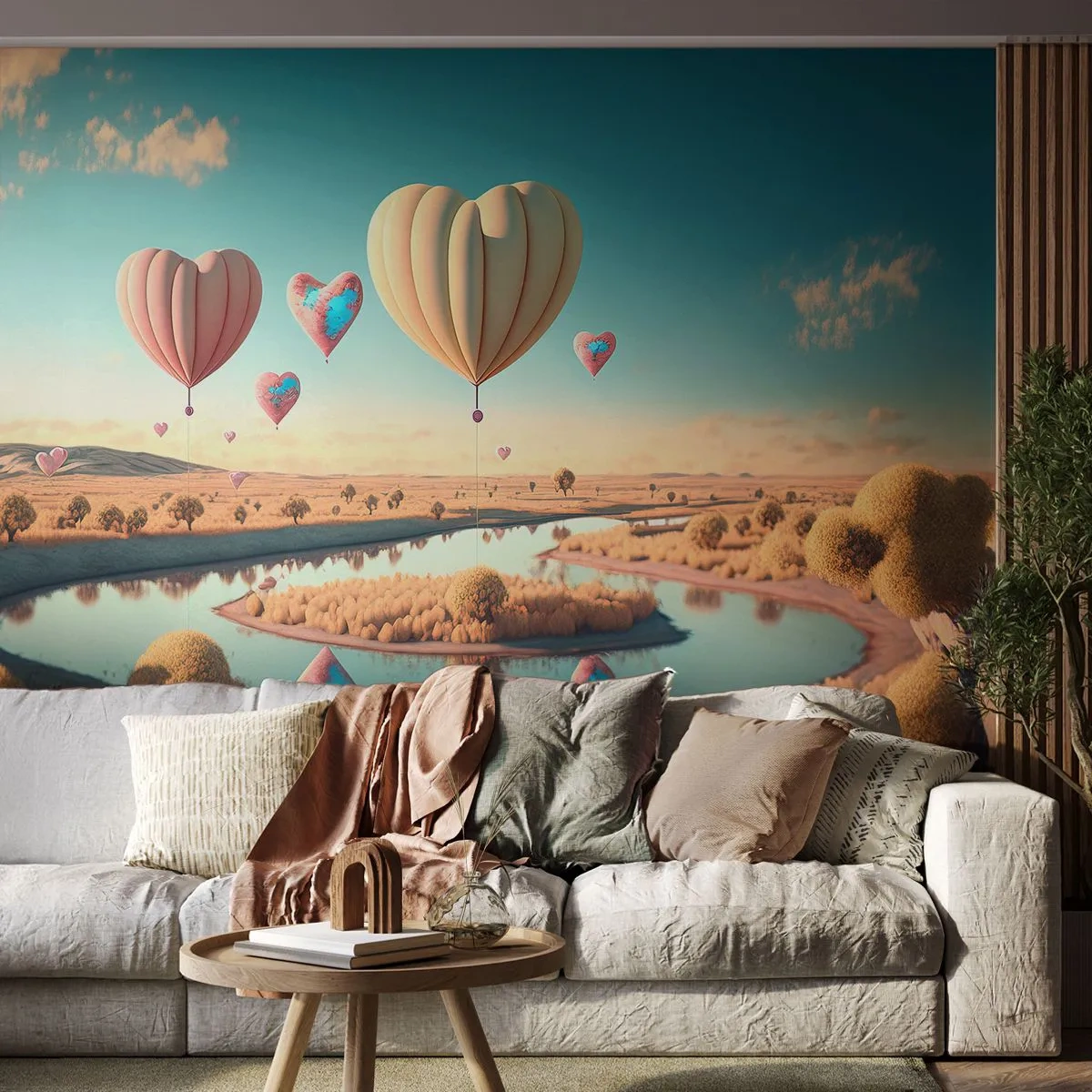 Fotomural personalizado Autoadhesivo Deluxe Sticker - El amor te hace volar - globos, Pastel, Dulce