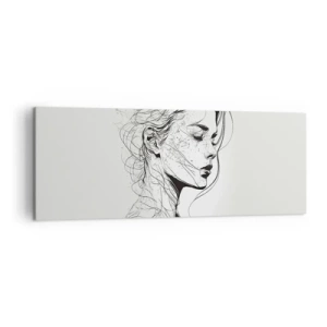 Cuadro sobre lienzo - Impresión de Imagen - Un delicado retrato de una mujer en un estilo gráfico minimalista. - 140x50cm - Retrato de ensueño - Decoración de pared moderna para salón y dormitorio ARTTOR