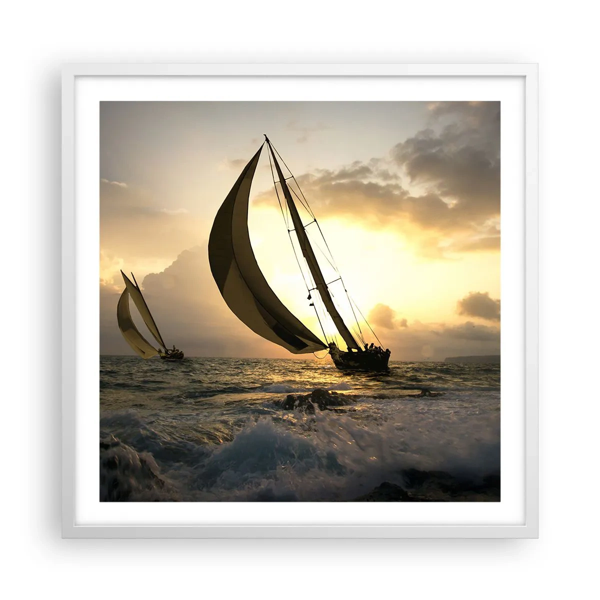 Póster en marco blanco - En contra y a favor del viento - 60x60 cm