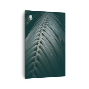Cuadro sobre lienzo - Impresión de Imagen - Primer plano de un detalle de hoja de palma en tonos oscuros - 80x120cm - La precisión de la naturaleza - Decoración de pared moderna para salón y dormitorio ARTTOR