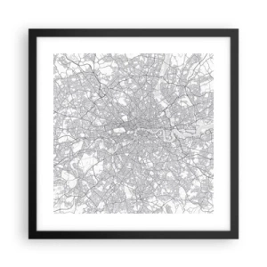 Póster en marco negro - Un mapa del laberinto de Londres - 40x40 cm
