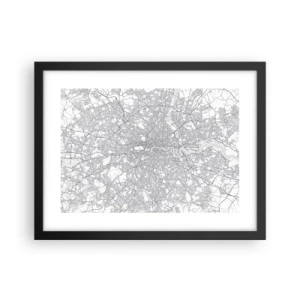 Póster en marco negro - Un mapa del laberinto de Londres - 40x30 cm