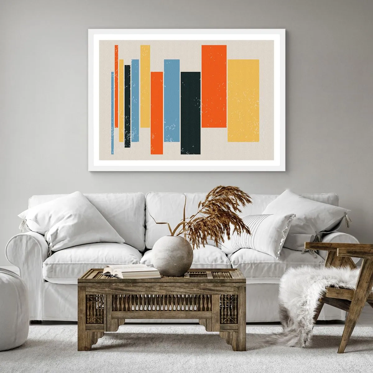 Póster en marco blanco - Barras multicolor - 60x60 cm