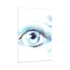 Cuadro sobre vidrio - Impresiones sobre Vidrio - Acuarela artística de un ojo con una onda dinámica. - 70x100cm - Sumérgete en el azul de tu mirada - Decoración de pared moderna para salón y dormitorio ARTTOR