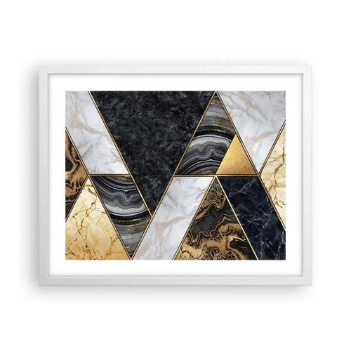 Póster en marco blanco - Collage de piedras - 50x40 cm