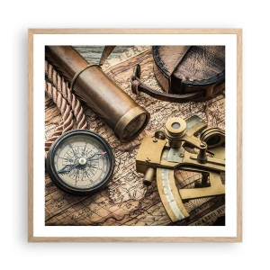 Póster en marco roble claro - Establecer un rumbo - 60x60 cm