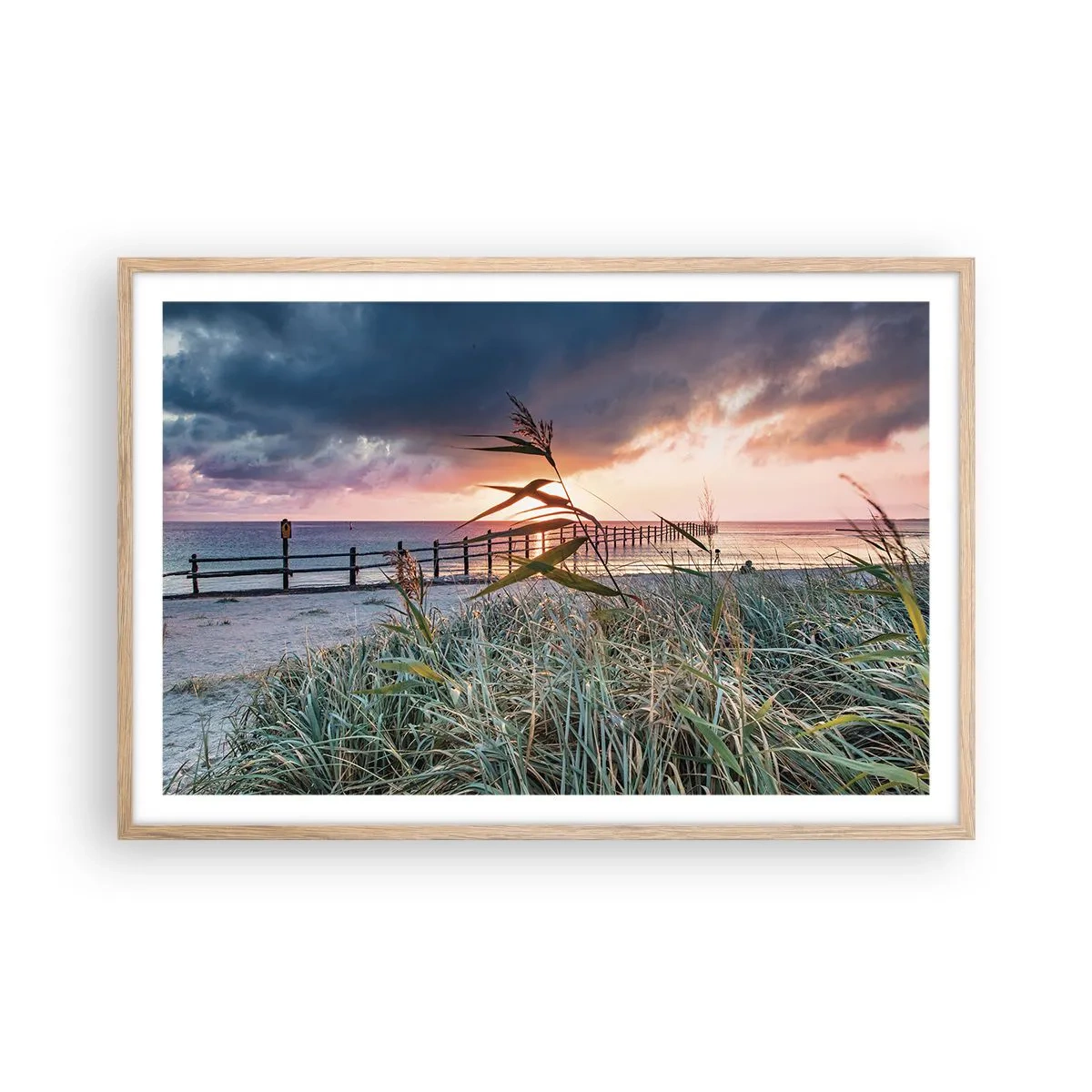 Póster en marco roble claro - Bailando con el viento - 91x61 cm