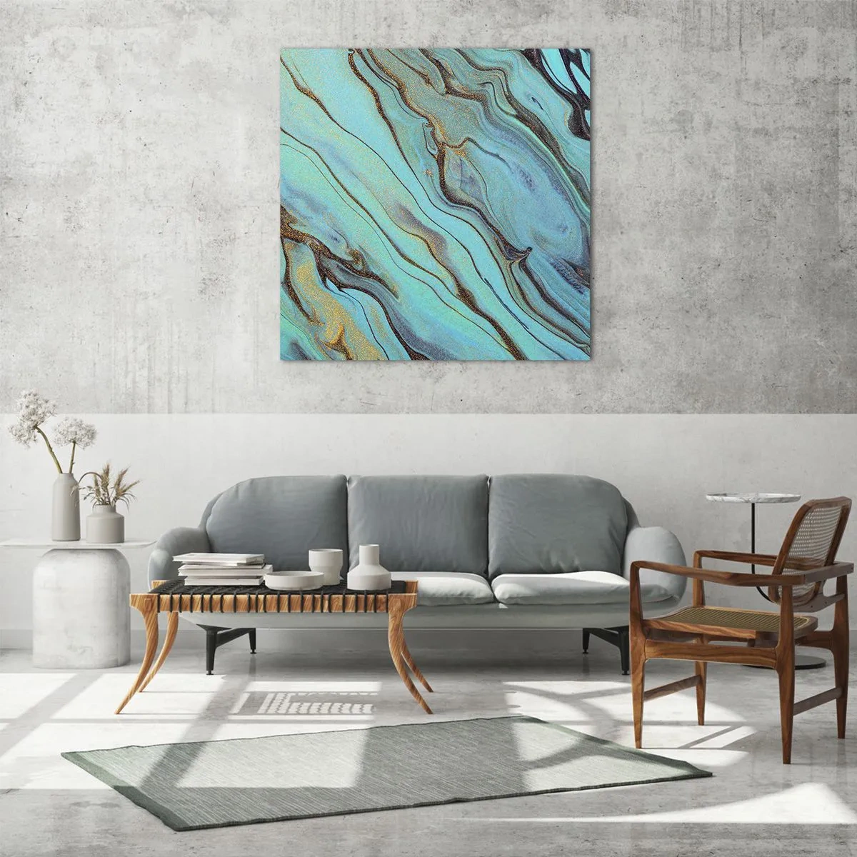 Cuadro sobre vidrio - Impresiones sobre Vidrio - Marea turquesa - 70x70 cm