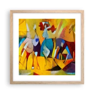 Póster en marco roble claro - Sol - vida - alegría - 40x40 cm