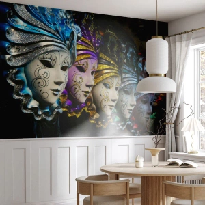 Fotomural Autadhesivo Deluxe Sticker - Misterio en oro y plata - máscara veneciana, Venecia, Carnaval - 100x70 cm
