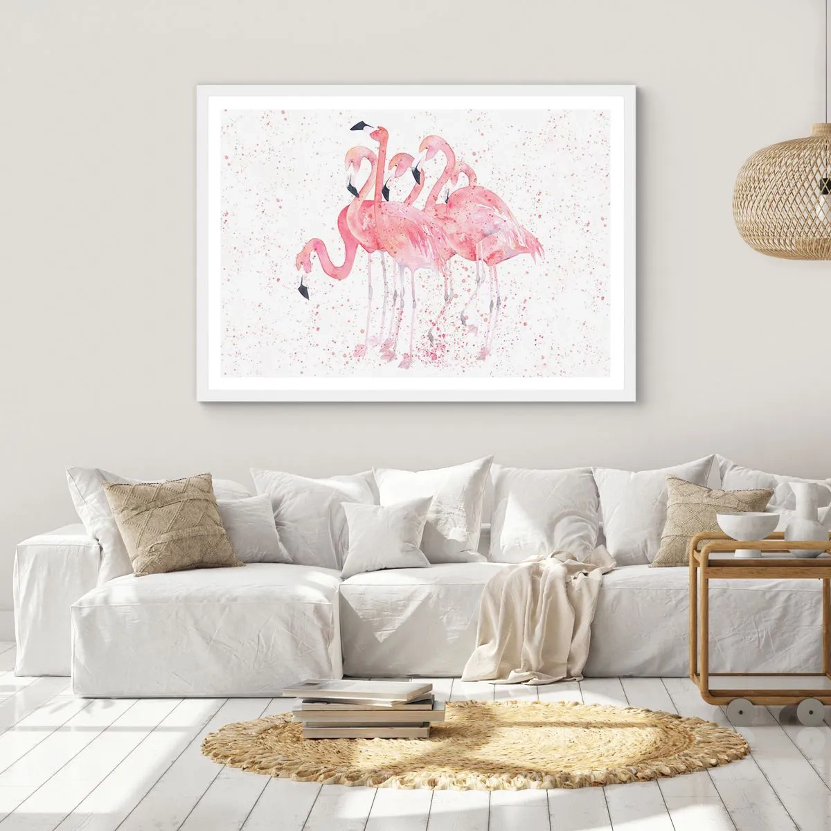 Póster en marco blanco - Asamblea rosa - 70x50 cm