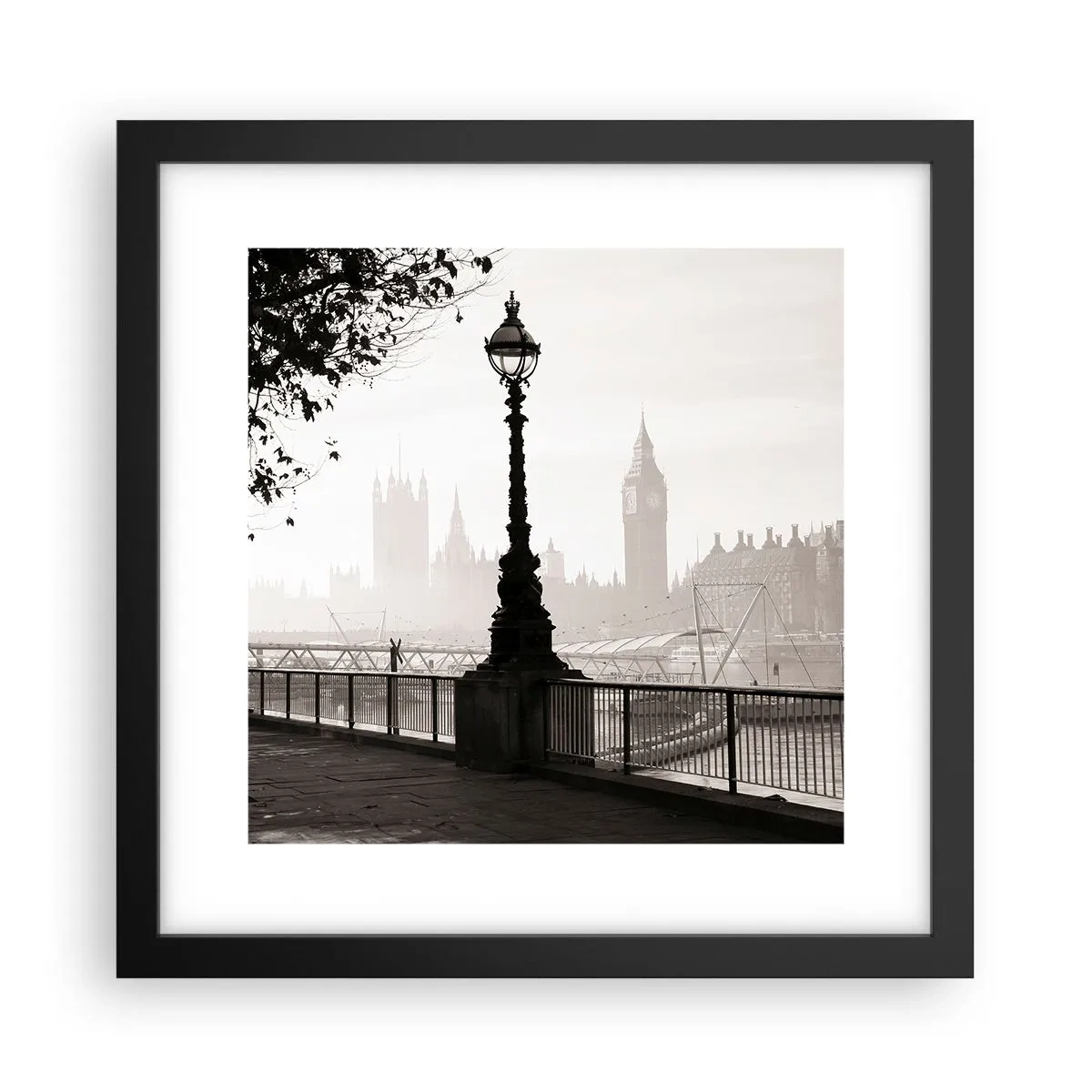 Póster en marco negro - La mañana de Londres - 30x30 cm