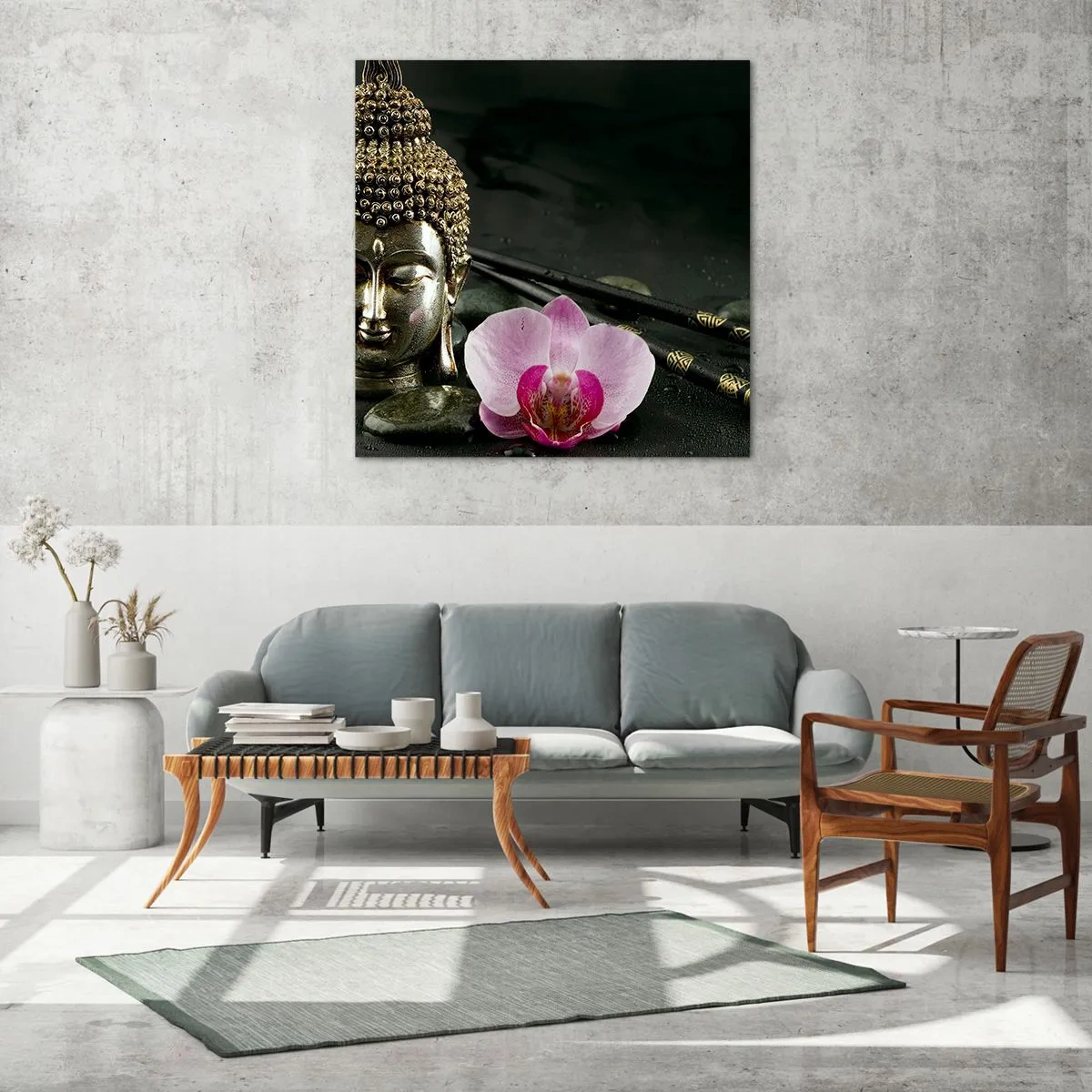 Cuadro sobre vidrio - Impresiones sobre Vidrio - La armonía de la sabiduría y la belleza - 40x40 cm