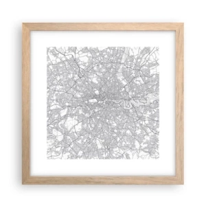 Póster en marco roble claro - Un mapa del laberinto de Londres - 30x30 cm