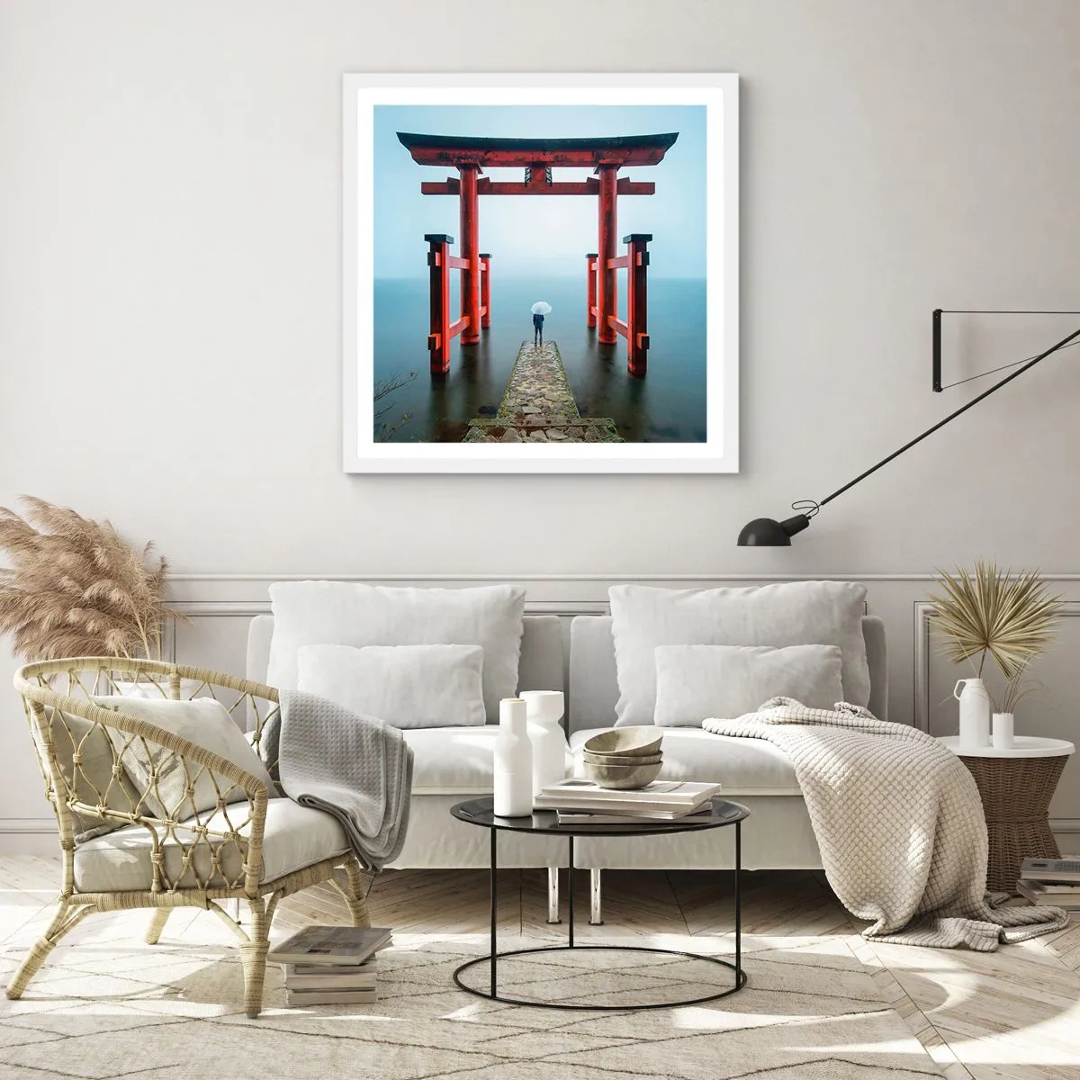 Póster en marco blanco - Ensueño japonés - 30x30 cm