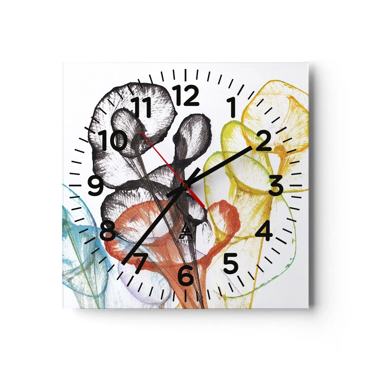 Reloj de pared - Reloj de vidrio - Flores con alma - 40x40 cm