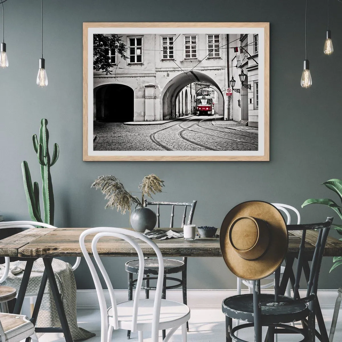 Póster en marco roble claro - A través del laberinto urbano - 70x50 cm