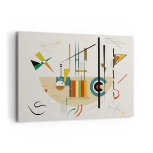 Cuadro sobre lienzo - Impresión de Imagen - Abstracción colorida con formas geométricas. - 120x80cm - Y el mundo ríe - Decoración de pared moderna para salón y dormitorio ARTTOR