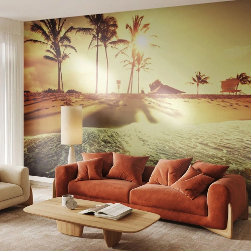 Fotomural Premium Sand - Una tarde californiana - Paisaje, Playa, Palmera de cocos - 500x350 cm
