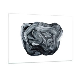 Cuadro sobre vidrio - Impresiones sobre Vidrio - Abstracción de pinceladas en blanco y negro - 120x80cm - No es tan sencillo - Decoración de pared moderna para salón y dormitorio ARTTOR