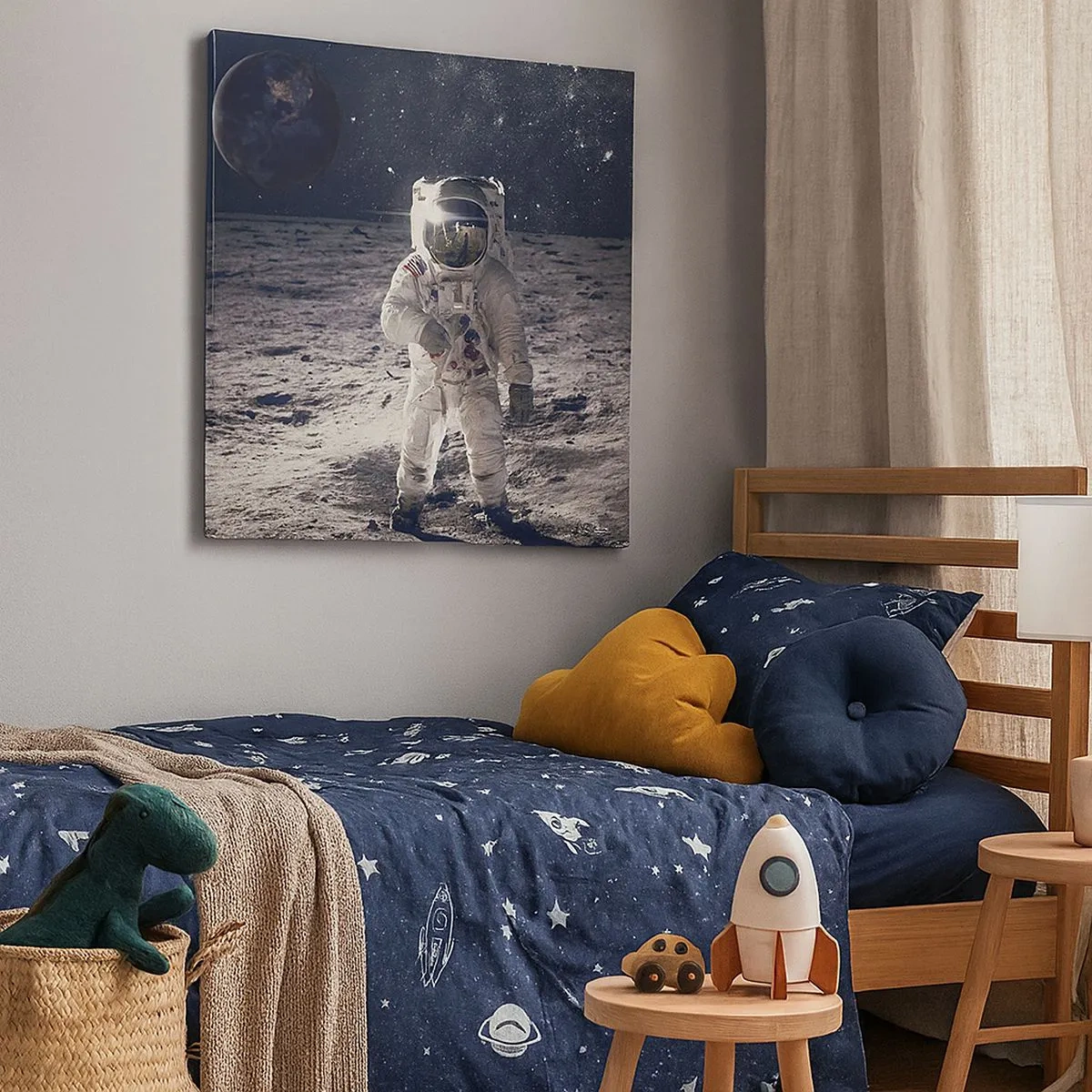 Cuadro sobre lienzo - Impresión de Imagen - Saludos desde la Luna - 30x30 cm