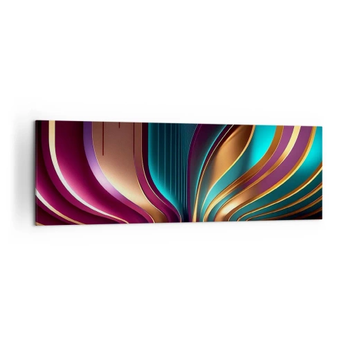 Cuadro sobre lienzo - Impresión de Imagen - Abstracción futurista con colores intensos y curvas. - 160x50cm - Arquitectura de la luz - Decoración de pared moderna para salón y dormitorio ARTTOR