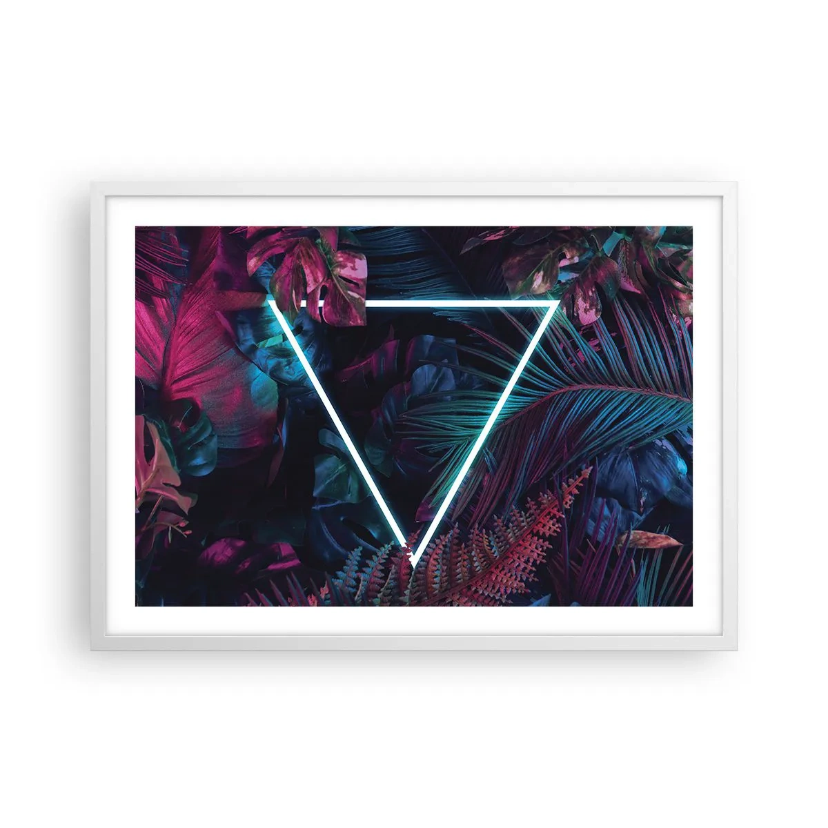 Póster en marco blanco - Jardín fluorescente - 70x50 cm
