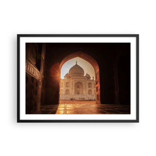 Póster en marco negro - Taj Mahal a la luz del sol visto desde el arco de la puerta - 70x50cm - Un monumento al amor sobrenatural - Decoración de pared moderna para salón y dormitorio ARTTOR
