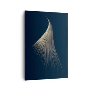 Cuadro sobre lienzo - Impresión de Imagen - Una delicada línea similar a una pluma sobre un fondo azul marino. - 70x100cm - Como el cabello de un ángel - Decoración de pared moderna para salón y dormitorio ARTTOR