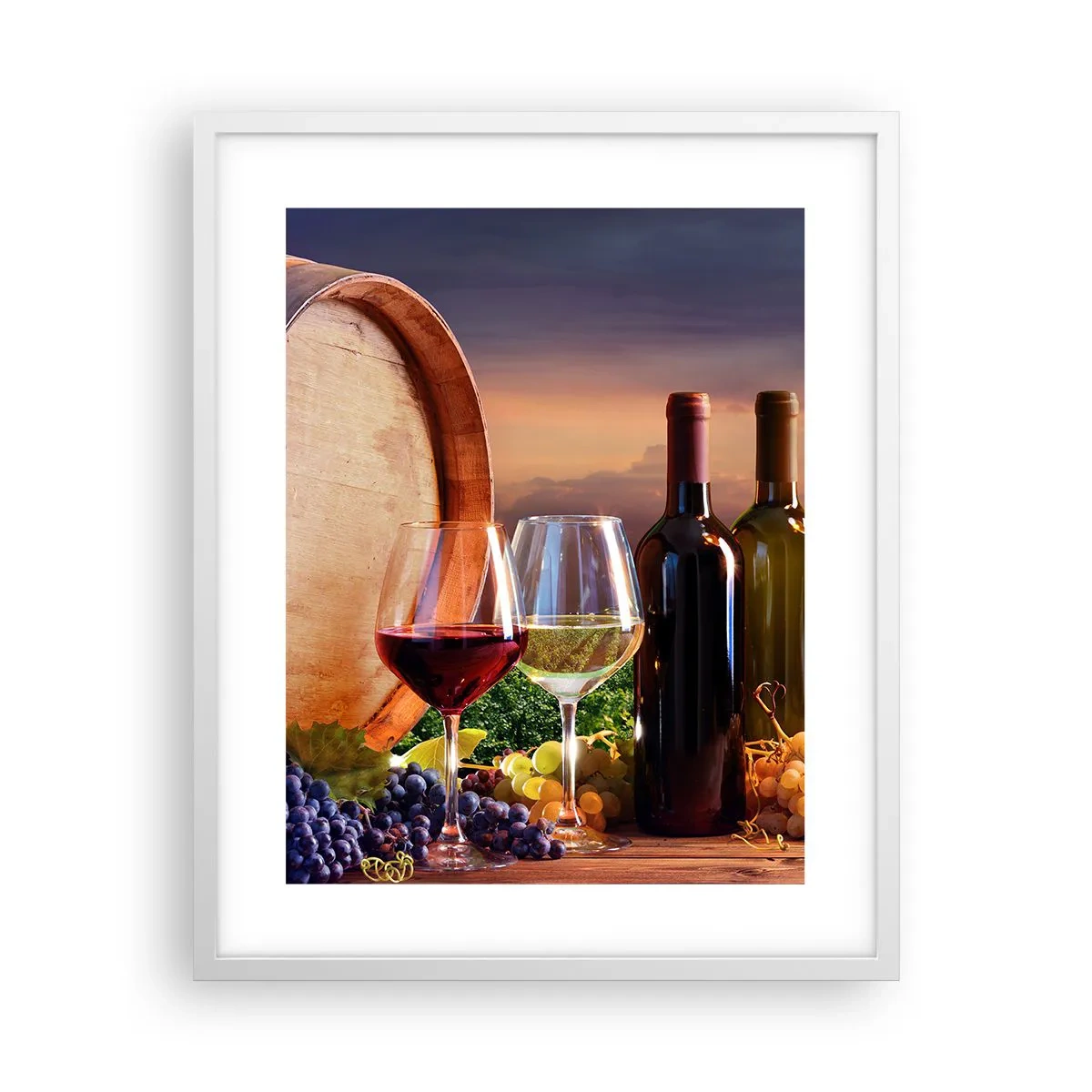 Póster en marco blanco - Aquí la vida tiene un sabor - 40x50 cm