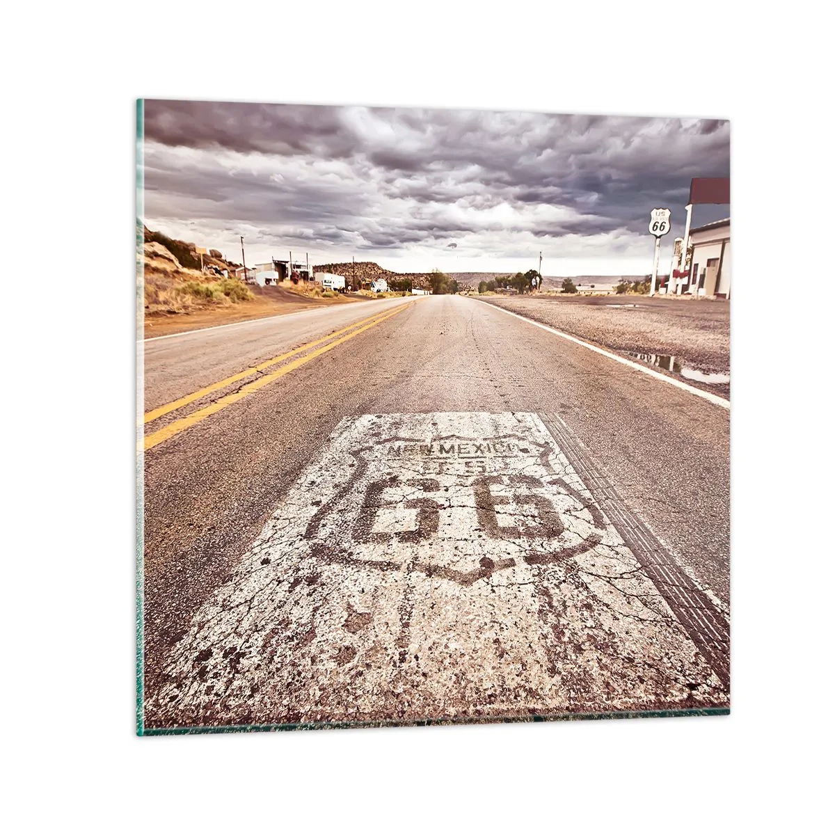 Cuadro sobre vidrio - Impresiones sobre Vidrio - Mother Road: una leyenda americana - 30x30 cm