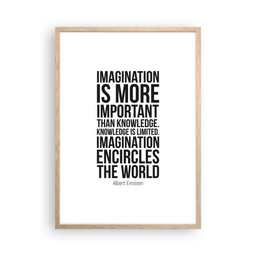 Póster en marco roble claro - Einstein, sobre el poder de la imaginación - 50x70 cm