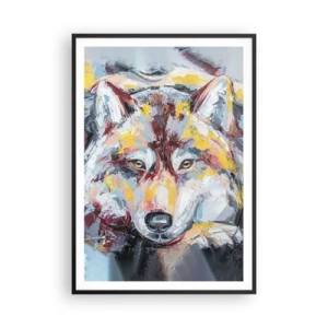 Póster en marco negro - Pinceladas de lobo - 70x100 cm