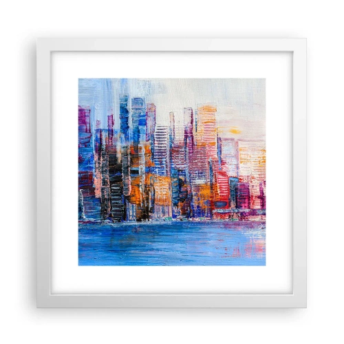 Póster en marco blanco - Una metrópoli alegre - 30x30 cm