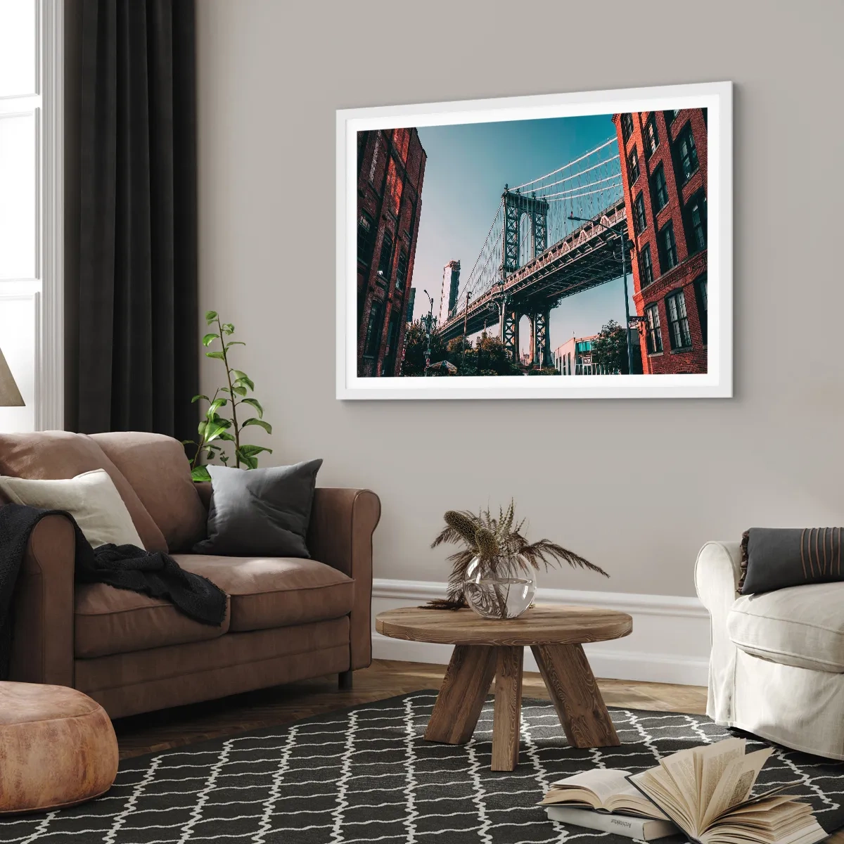 Póster en marco blanco - Sobre el fluir de la ciudad - 91x61 cm