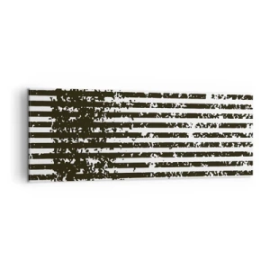Cuadro sobre lienzo - Impresión de Imagen - Líneas abstractas con efecto desgastado en blanco y negro. - 140x50cm - Ritmo y ruido - Decoración de pared moderna para salón y dormitorio ARTTOR