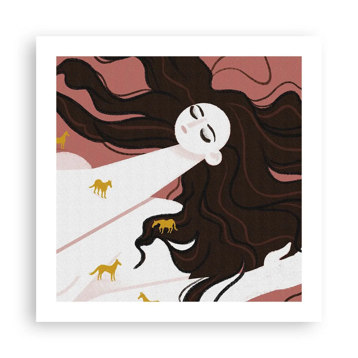 Póster - Sueño de caballos dorados - 50x50 cm