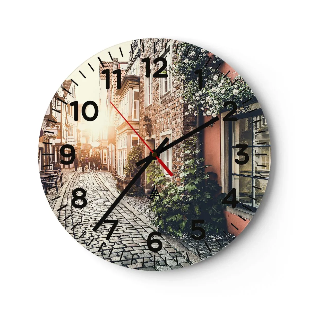 Reloj de pared - Reloj de vidrio - El callejón de las rosas - 40x40 cm