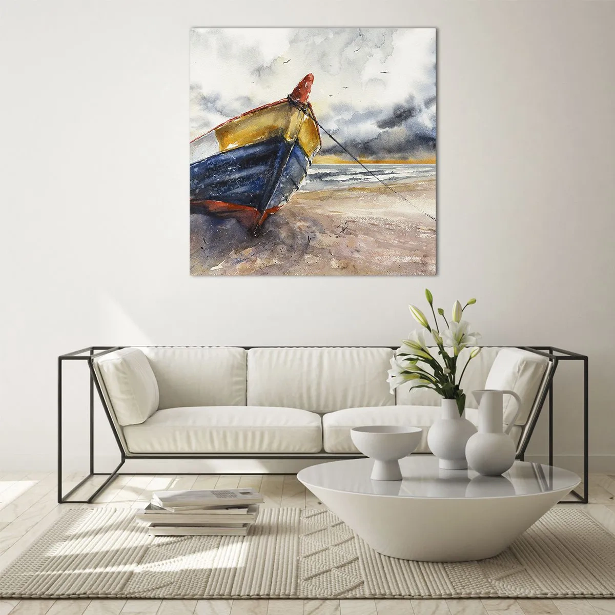 Cuadro sobre vidrio - Impresiones sobre Vidrio - Descansando en la orilla - 50x50 cm