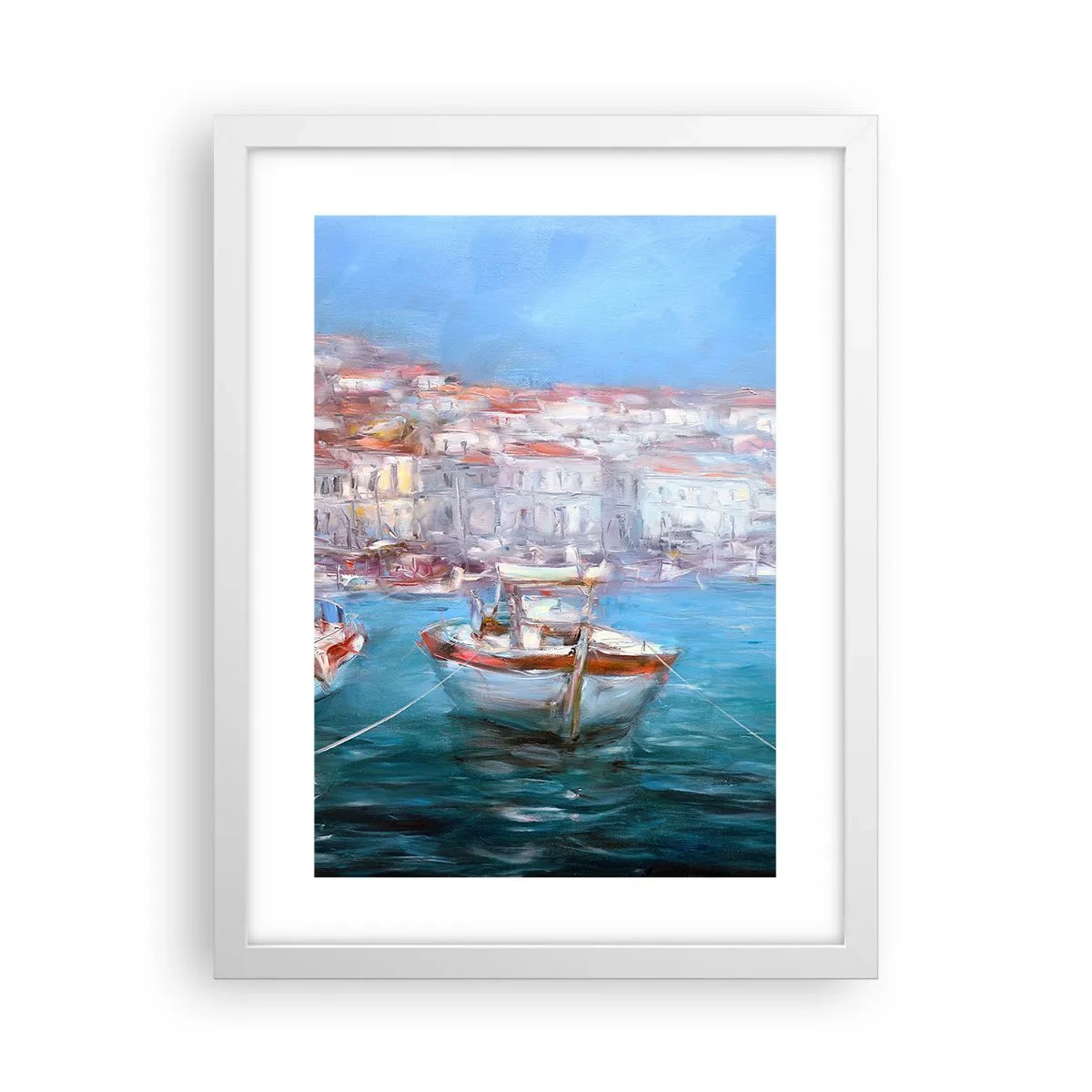 Póster en marco blanco - Bahía italiana - 30x40 cm