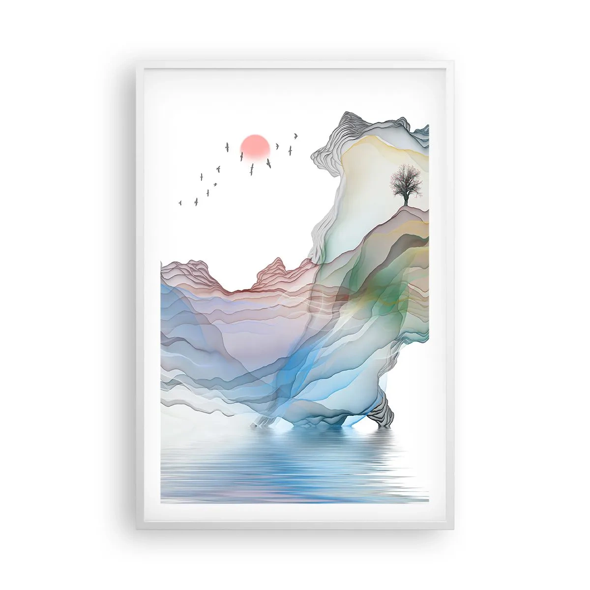 Póster en marco blanco - Hacia las montañas de cristal - 61x91 cm